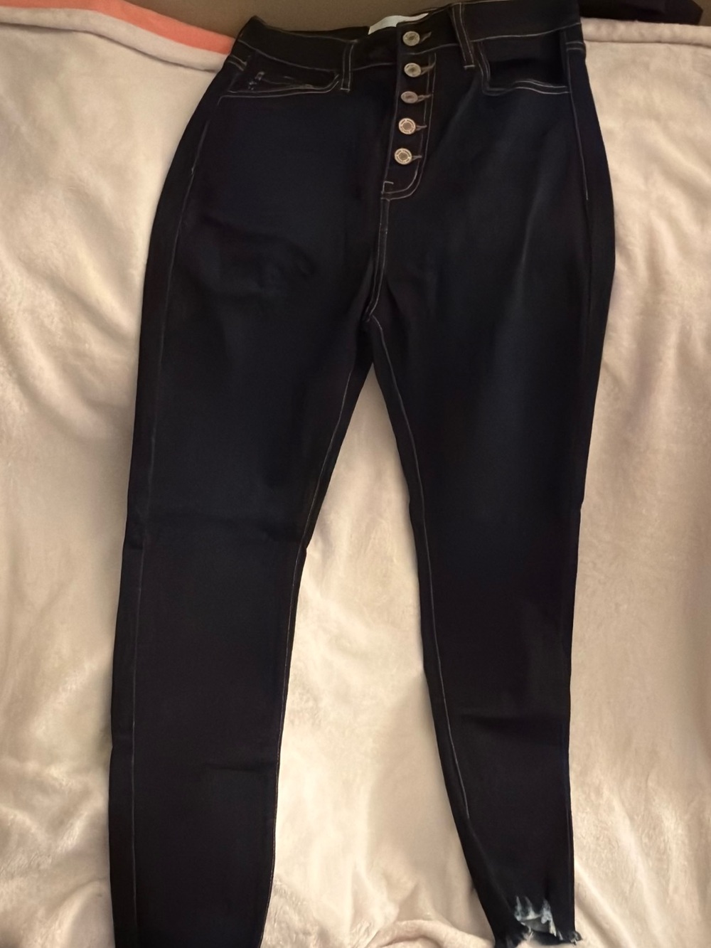 KanCan dark blue denim Skinny High-Rise Button-Fly Jeans